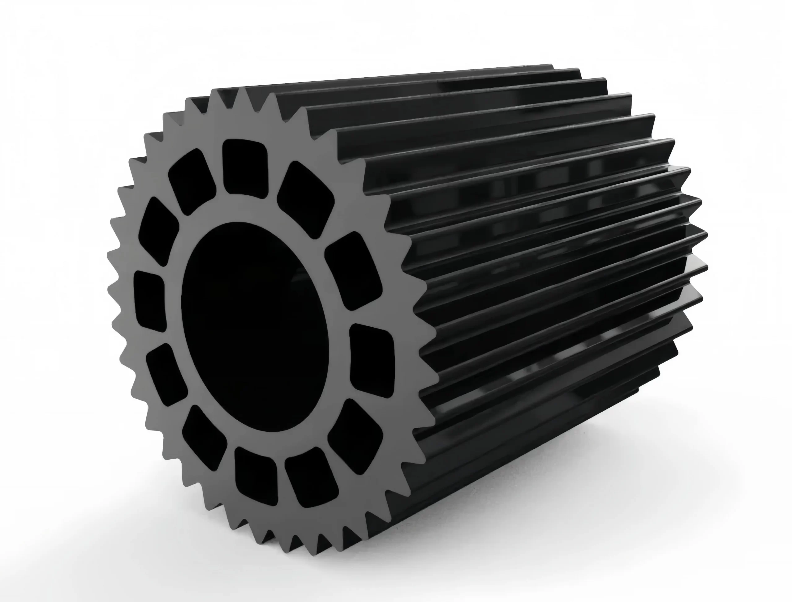 Close up of black aluminum extrusion surface