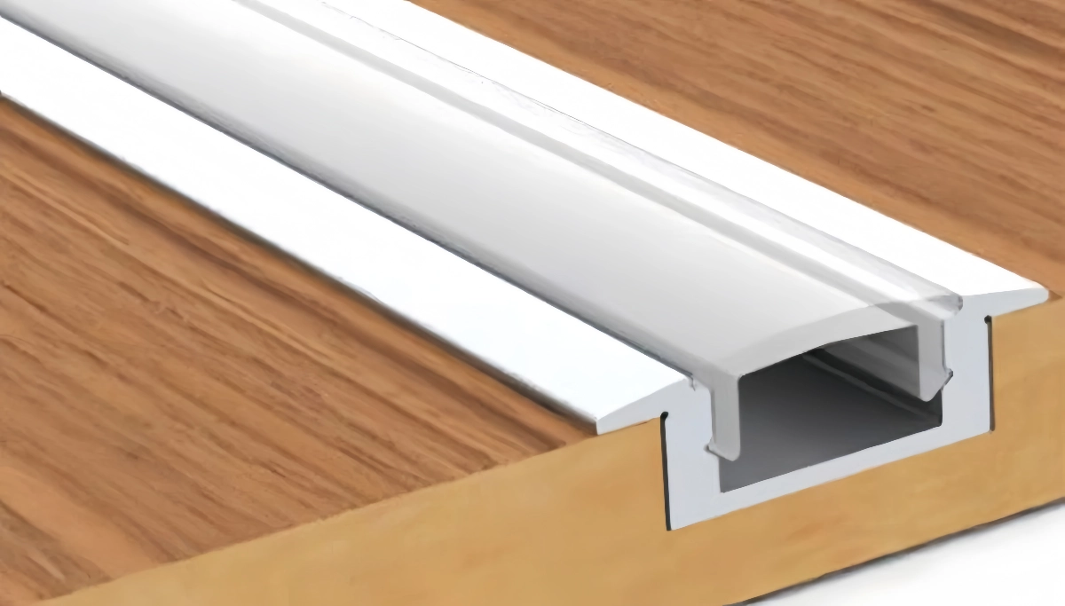 Installing recessed aluminum profile steps