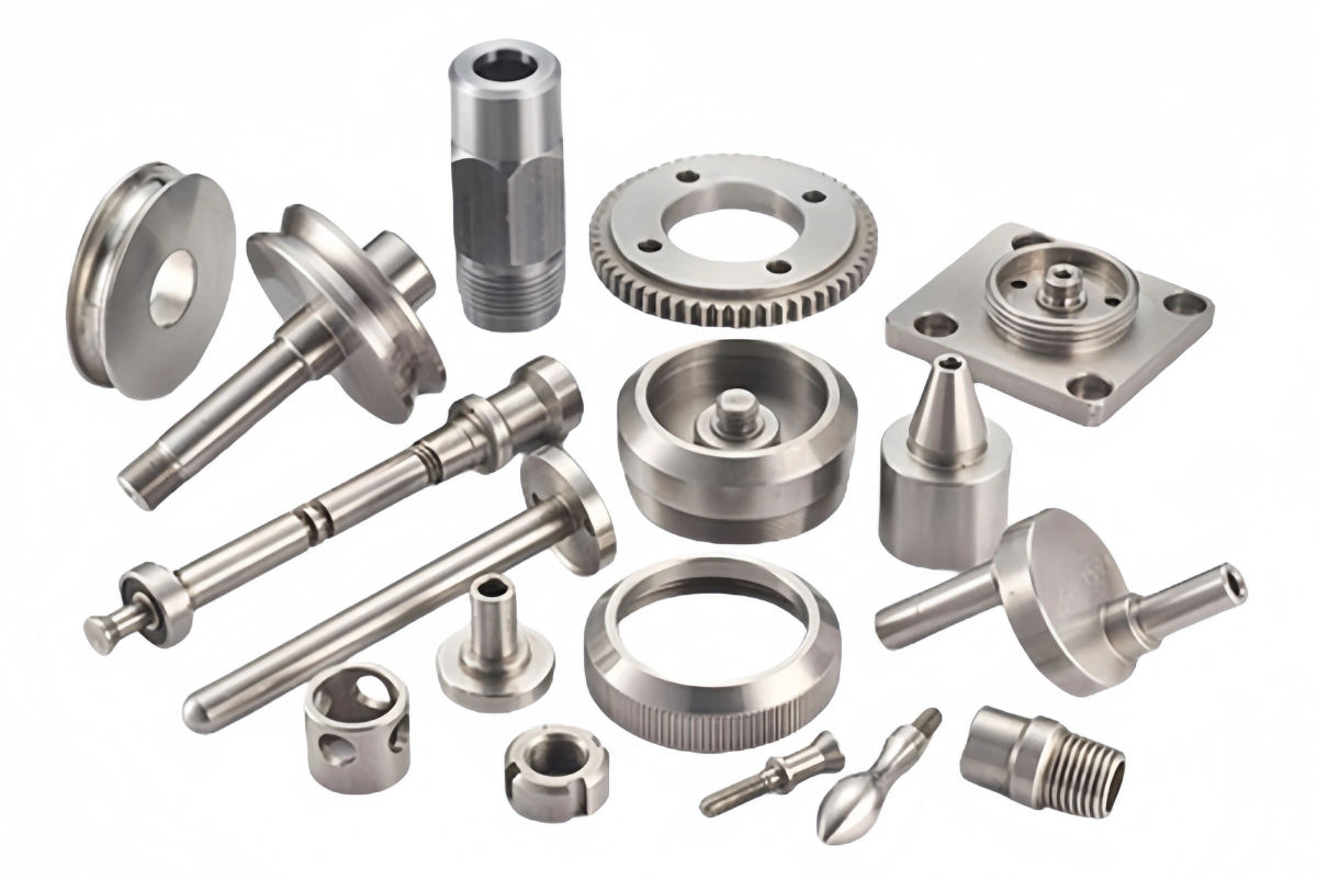 Various custom machined aluminum parts display