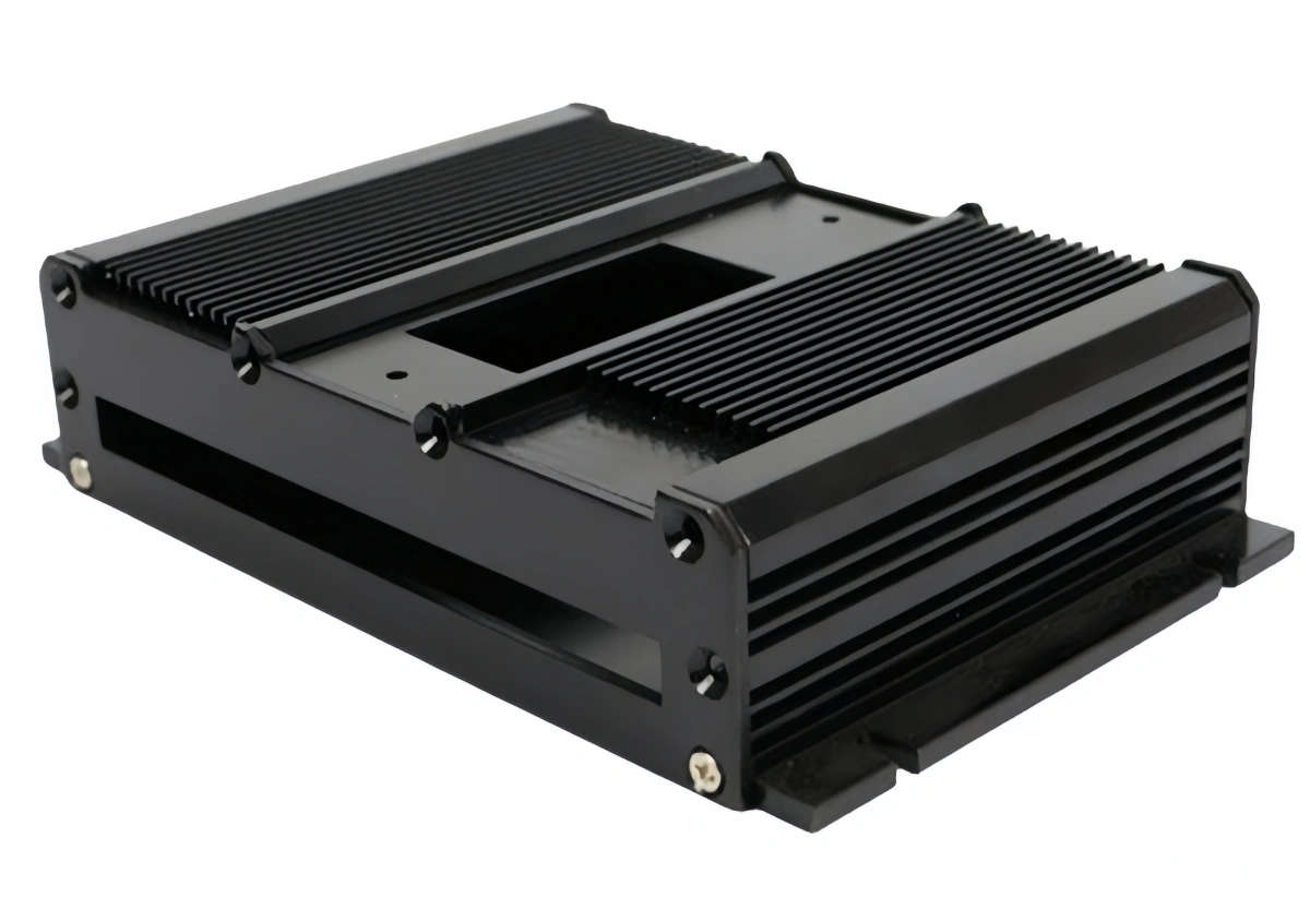 Aluminum enclosure extrusion with integrated heat fins