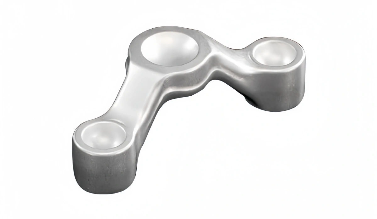 Close up of a polished aluminum bicycle parts crankset