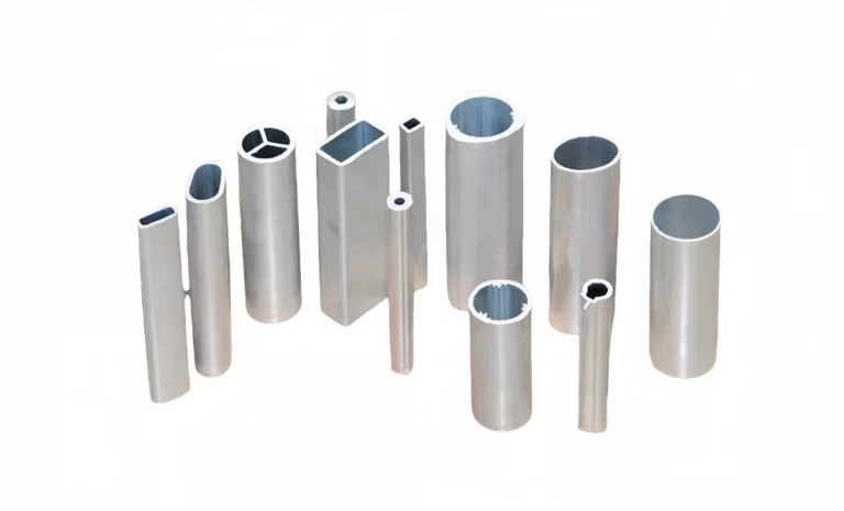 A close up of a hollow round aluminum extrusion profile