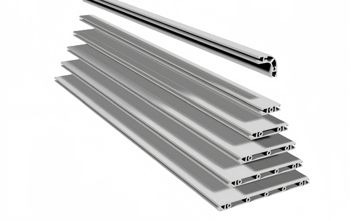A cross section of structural aluminum panel extrusions