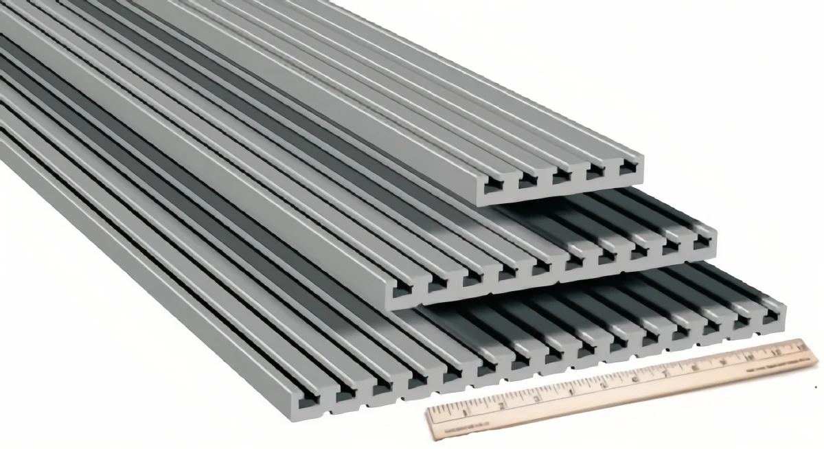 A trailer floor made with aluminum panel extrusions