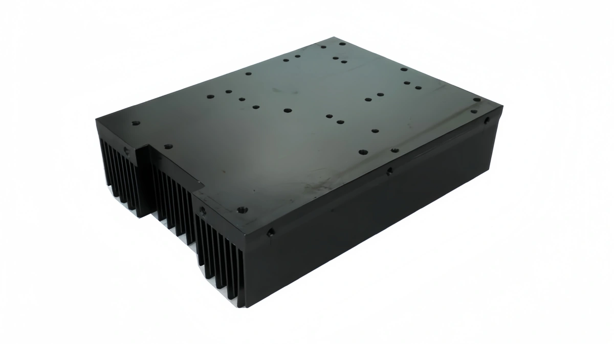 Custom shape of a black aluminum extrusion
