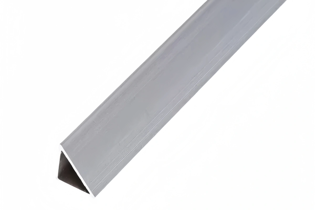 Engineer inspecting a triangular aluminum extrusion design