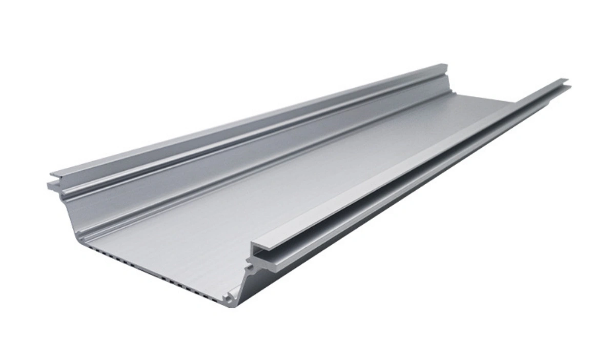 Close up view of a c channel aluminum extrusion
