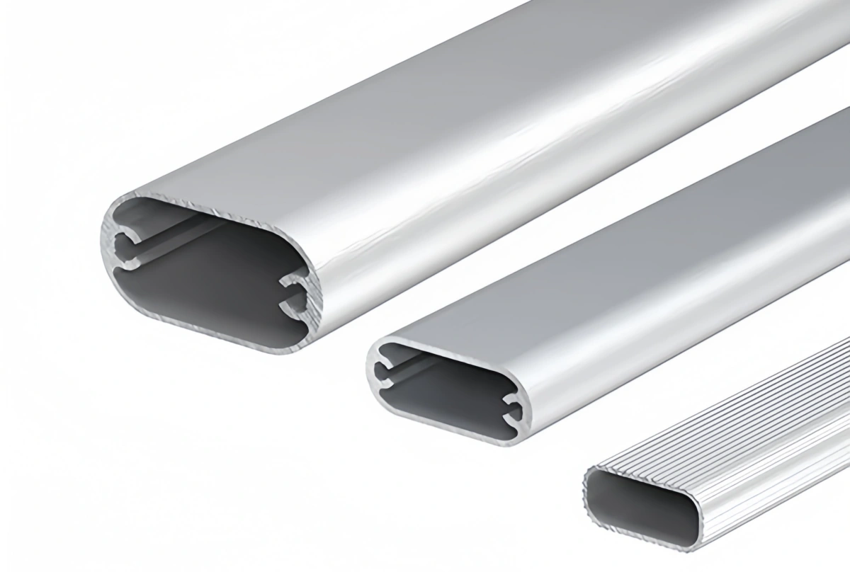 Oval aluminum extrusion in modern architectural design