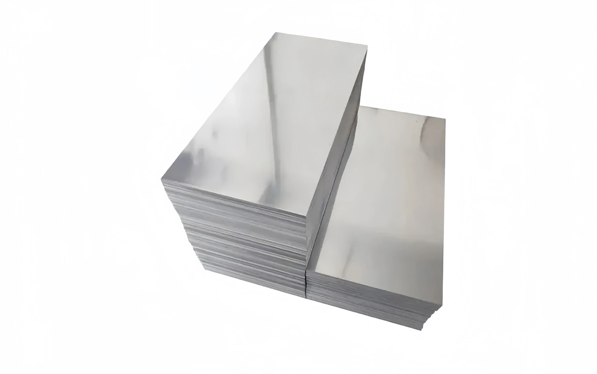 Polished aluminum sheet showing reflective surface quality