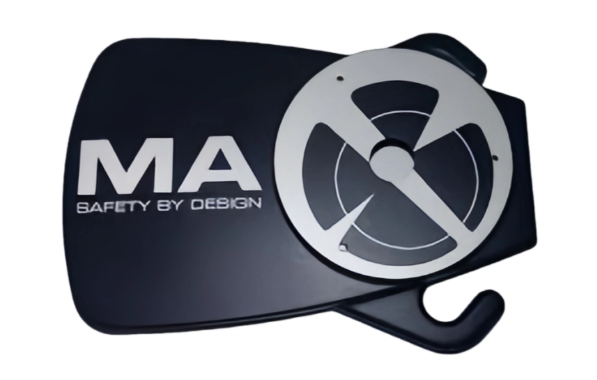 Close up of laser etching anodized aluminum on black metal