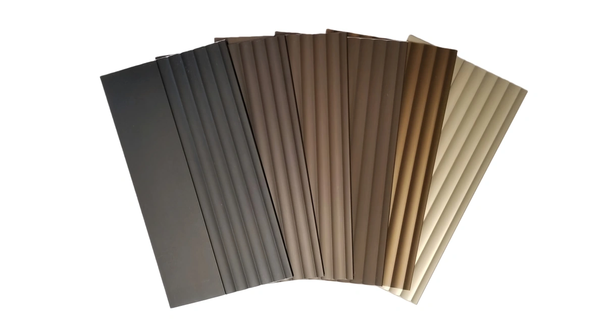 Different colors of anodized aluminum finish samples