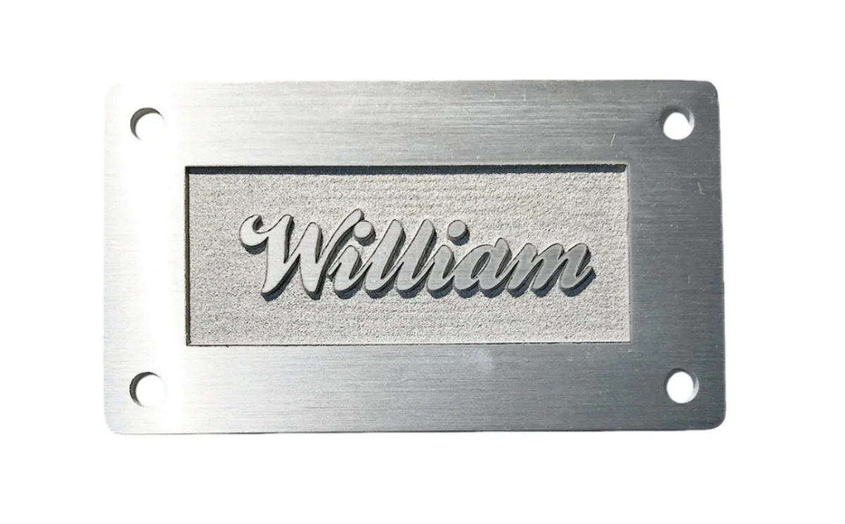 White text result laser engraving anodized aluminum